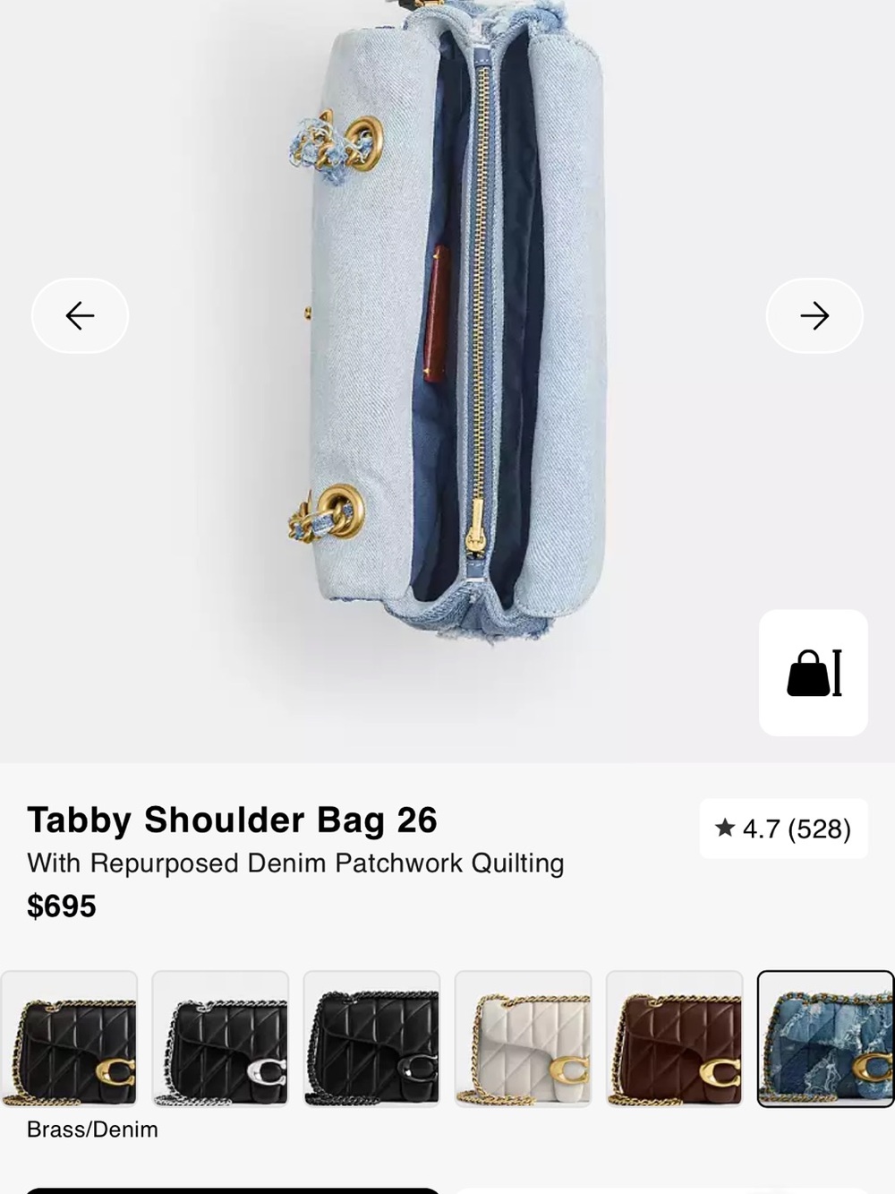 Coach Distressed Denim Patchwork Quilted Tabby 26 Like New!!!!🚨 - Picture 4 of 14